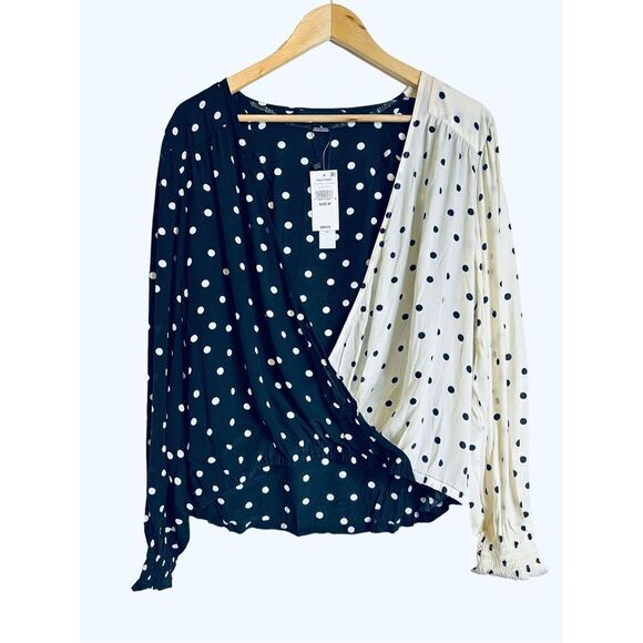 NWT Sanctuary Clothing Womens Dot Wrap Blouse, Black sz Medium - Picture 5 of 8